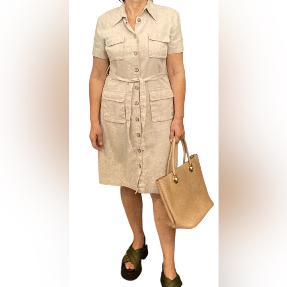 78% Hemp Button-Up Shirt Dress Size M retro sporty minimalist sustainable summer